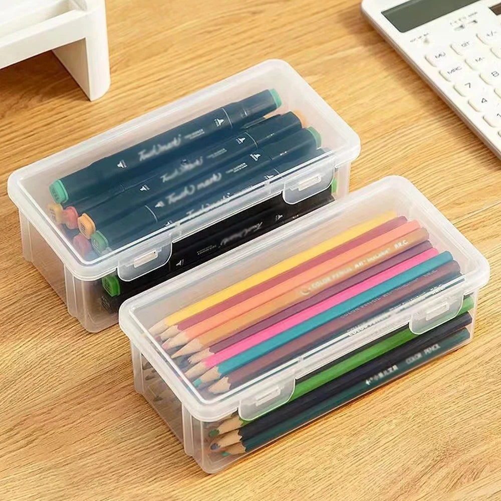 Pot à crayons transparent en plastique – grande capacité, lot de 1 à 4 pièces