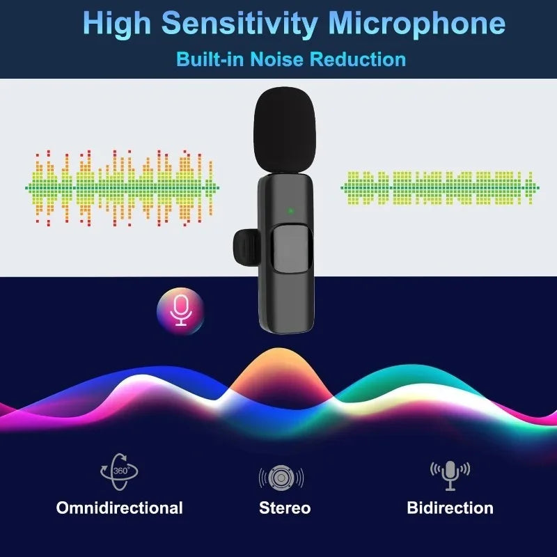 Wireless Lavalier Microphone For iPhone 15/16/17 Series Android Devices Noise Cancelling Mini Lapel Microphone for Vlogging Mic