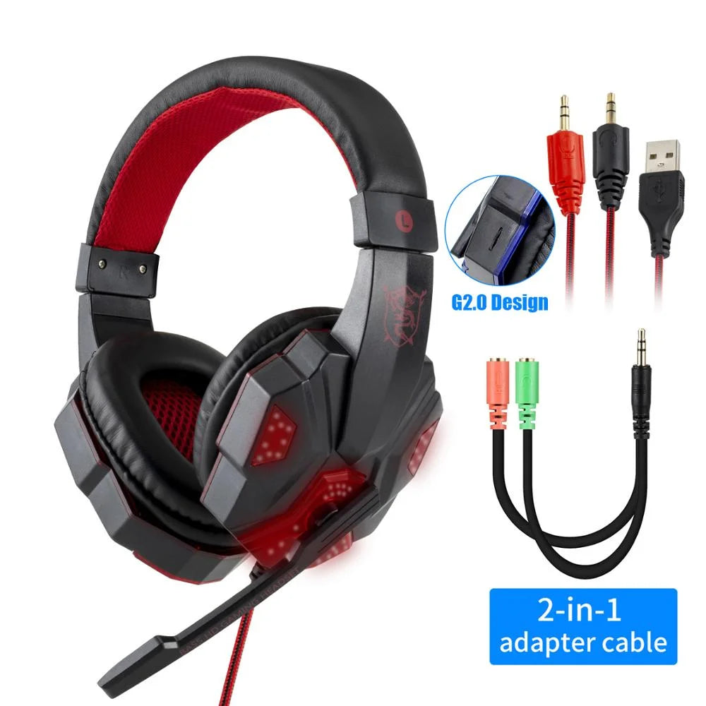 Cuffie da gioco cablate con LED, microfono retrattile e ANC