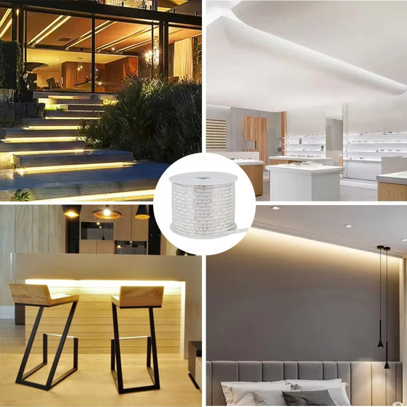 Striscia LED 220V 2835 Flessibile 1‑30 m con Spina EU – Illuminazione Waterproof