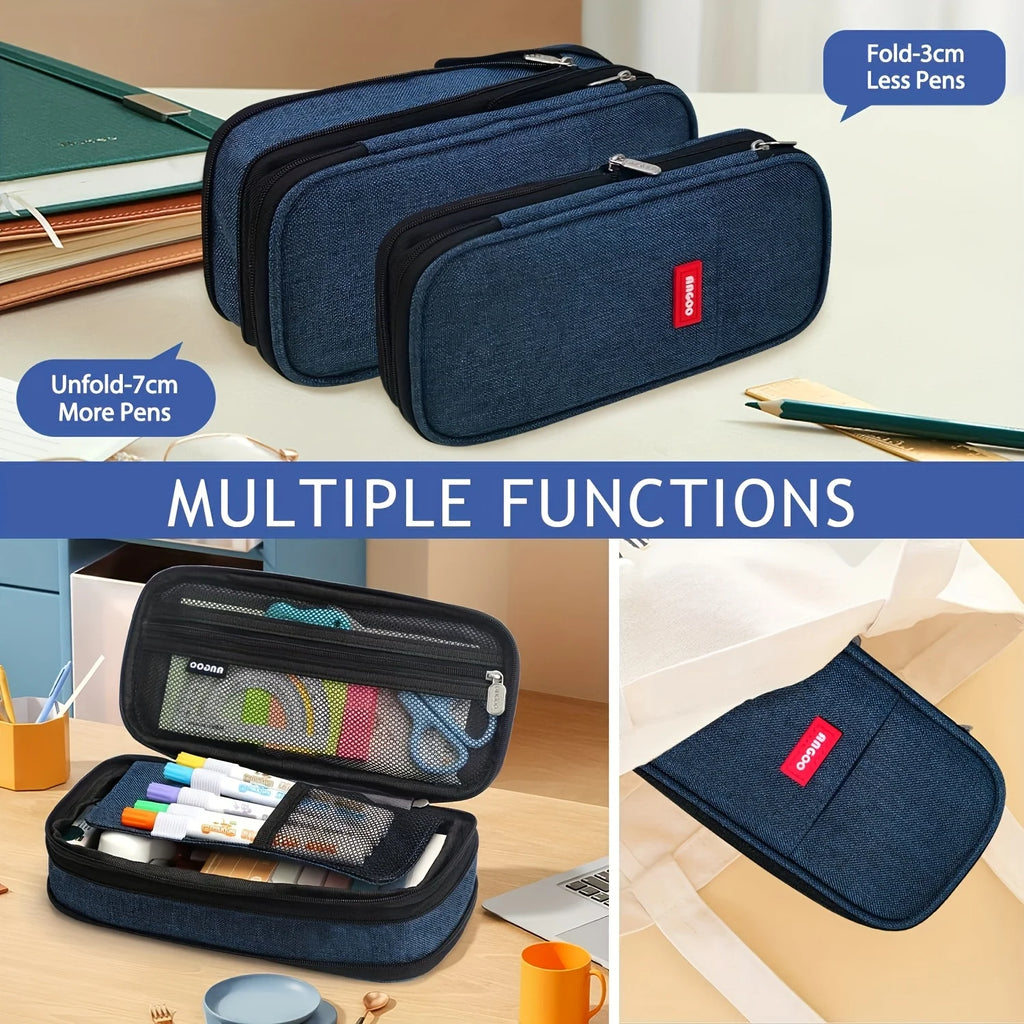 Portapenne Navy Blue capacità retrattile, multiuso in tessuto premium – regalo