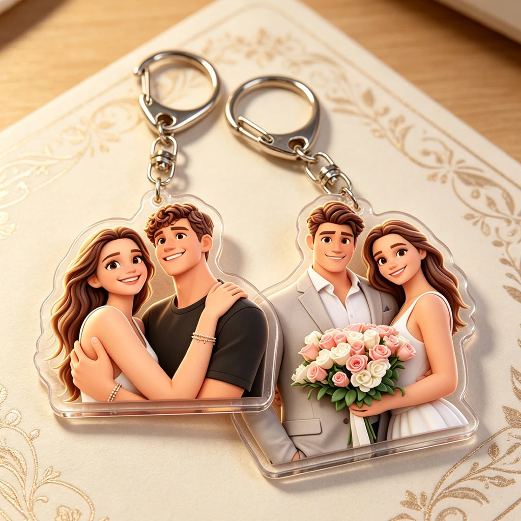 Personalized Acrylic Cartoon Keychain, Custom Photo Keychain, Women Backpack Key Chain, Customized Matching Keychains For Couple