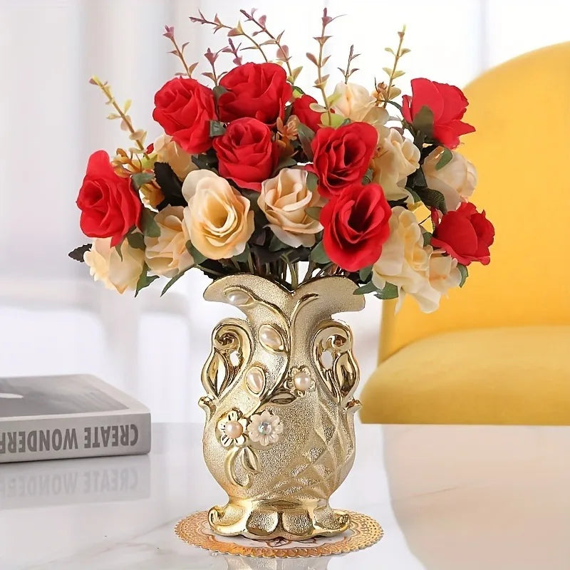 Mazzo Rose Artificiali Finte con Steli - Decorazione Casa Matrimonio Natale