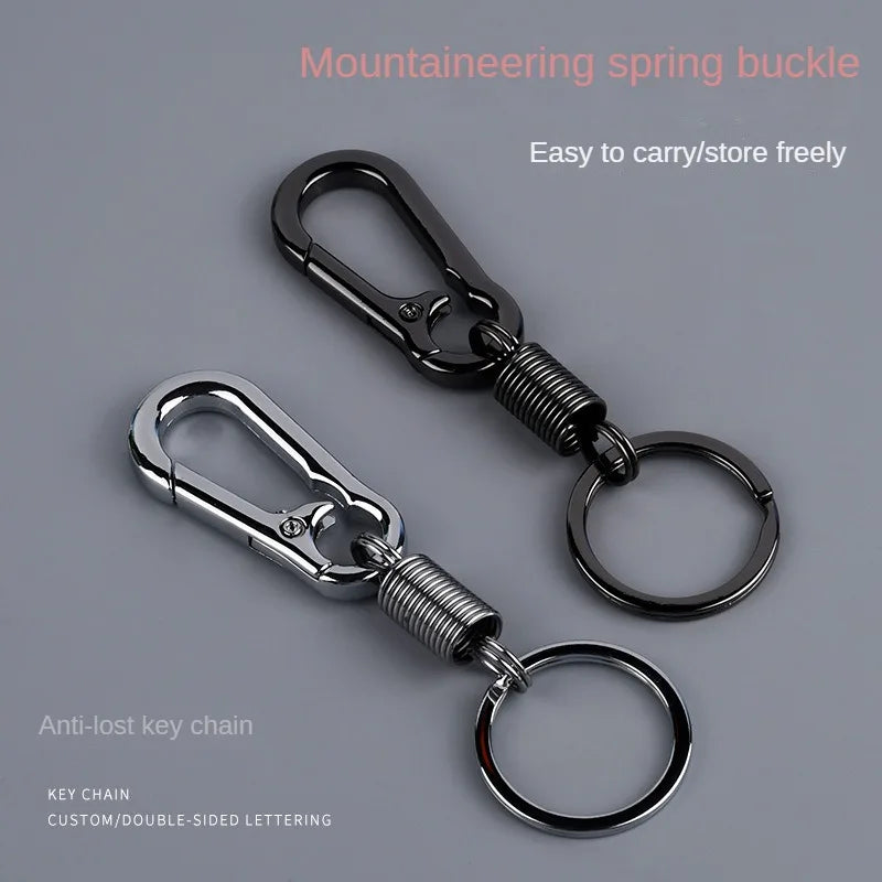Spring Keychain Climbing Hook Car Keychain Simple Strong Carabiner Shape Keychain Accessories Metal Vintage Keychain