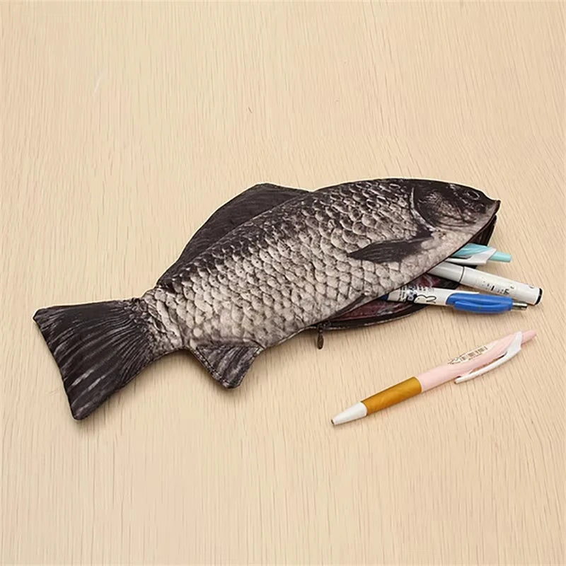 Astuccio a forma di pesce realistica - Portapenne, matite e trucco con cerniera