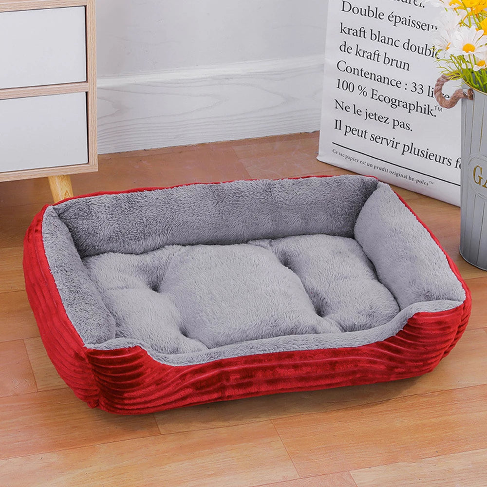 Canapé carré moelleux pour grands chiens – Coussin chaud et lavable