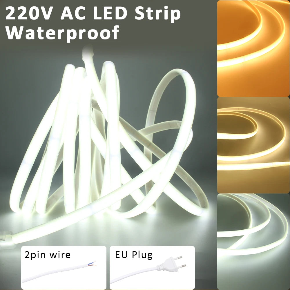 Striscia LED COB 220V impermeabile 240 LED/m - 3000K/4000K/6000K