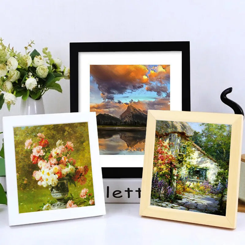 Square Wood Photo Frame For Wall Hanging 20X20 25X25cm Wood Picture Frame Stand For Pictures Photo Decor Commemorative Gift