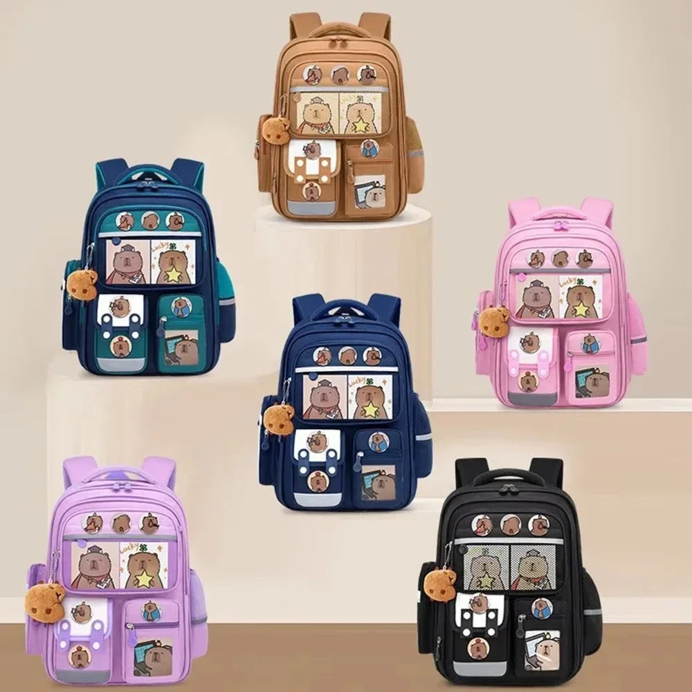 Sac à dos imperméable Capybara pour étudiants, grande capacité et bretelles ergonomiques