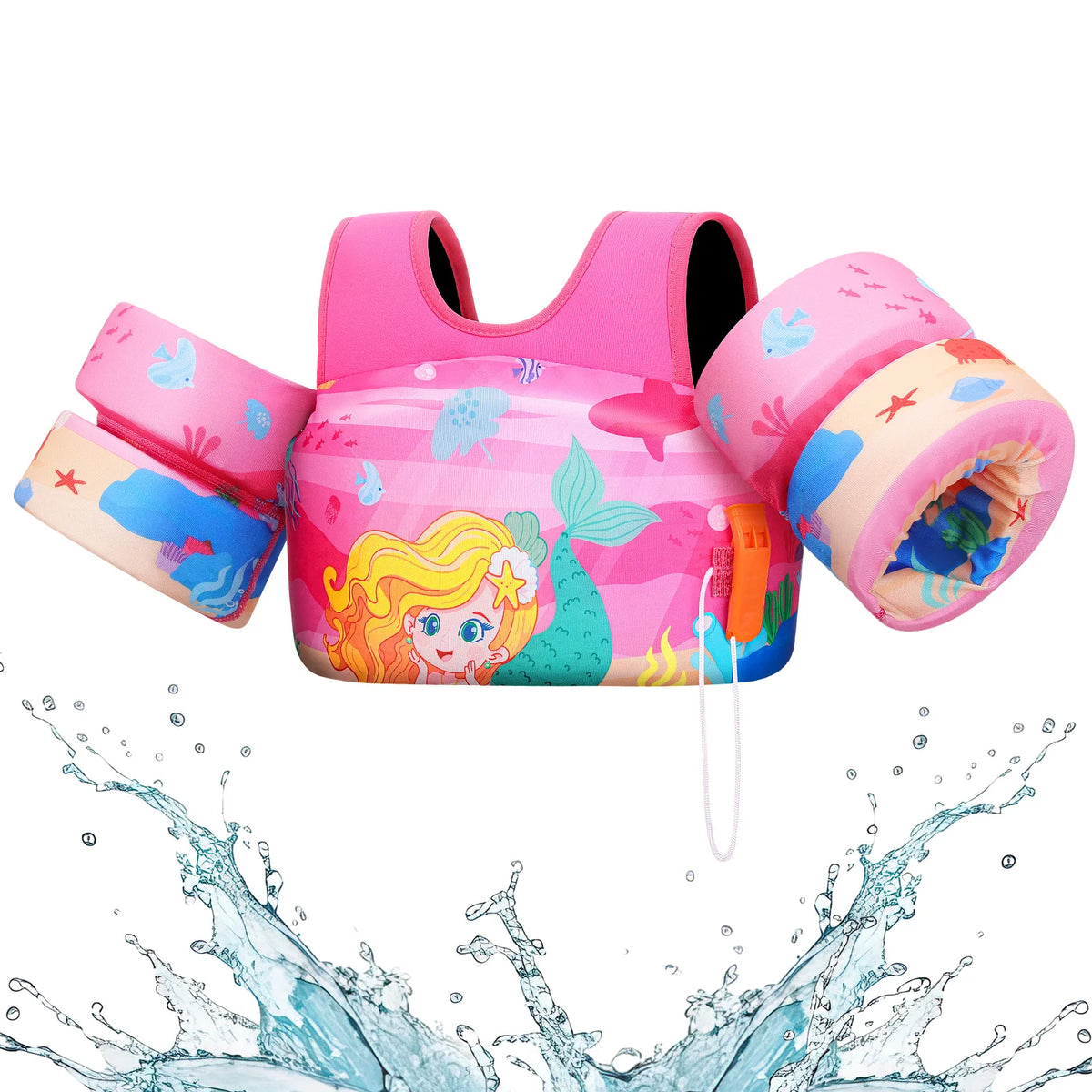 Gilet de sauvetage pour enfants avec sifflet, brassards en mousse pour piscine et kayak