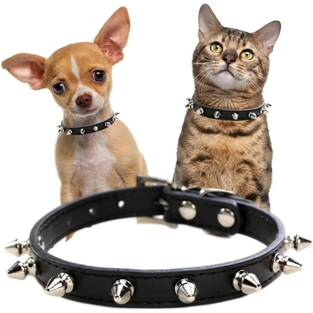 Collare con borchie in pelle PU per cani di piccola taglia – stile punk