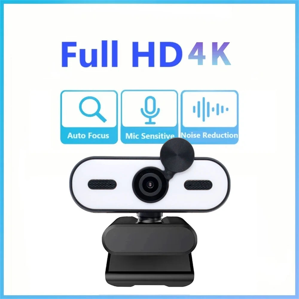 Webcam HD 4K 1080p con autofocus, microfono anti rumore e copertura privacy