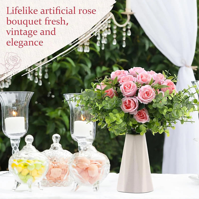 Rose Artificial Flowers Bouquet Silk Fake Flower for Home Decor Table Wedding Decoration Party Bride DIY Vase Flower Arrangement