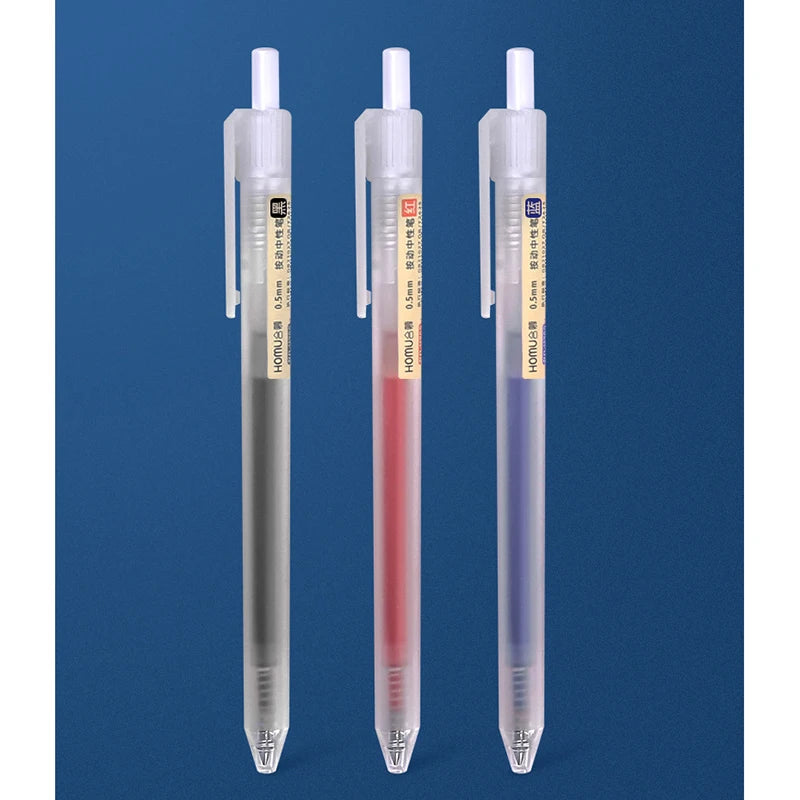 Set di penne gel retrattili 0,5 mm – 6/10 pezzi, inchiostro nero, rosso e blu