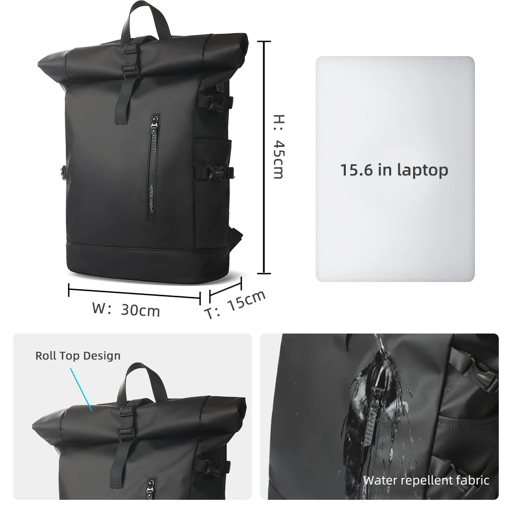 Sac à dos de voyage extensible pour homme 30-45 L imperméable avec port USB pour ordinateur portable 15,6"