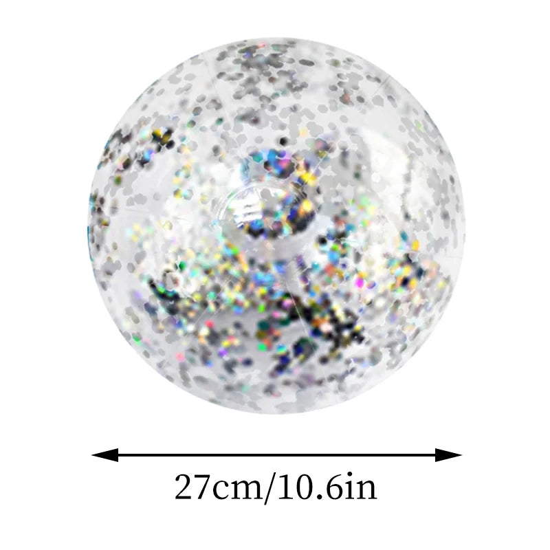 Palla da spiaggia gonfiabile con paillettes - 27 cm, colori vivaci