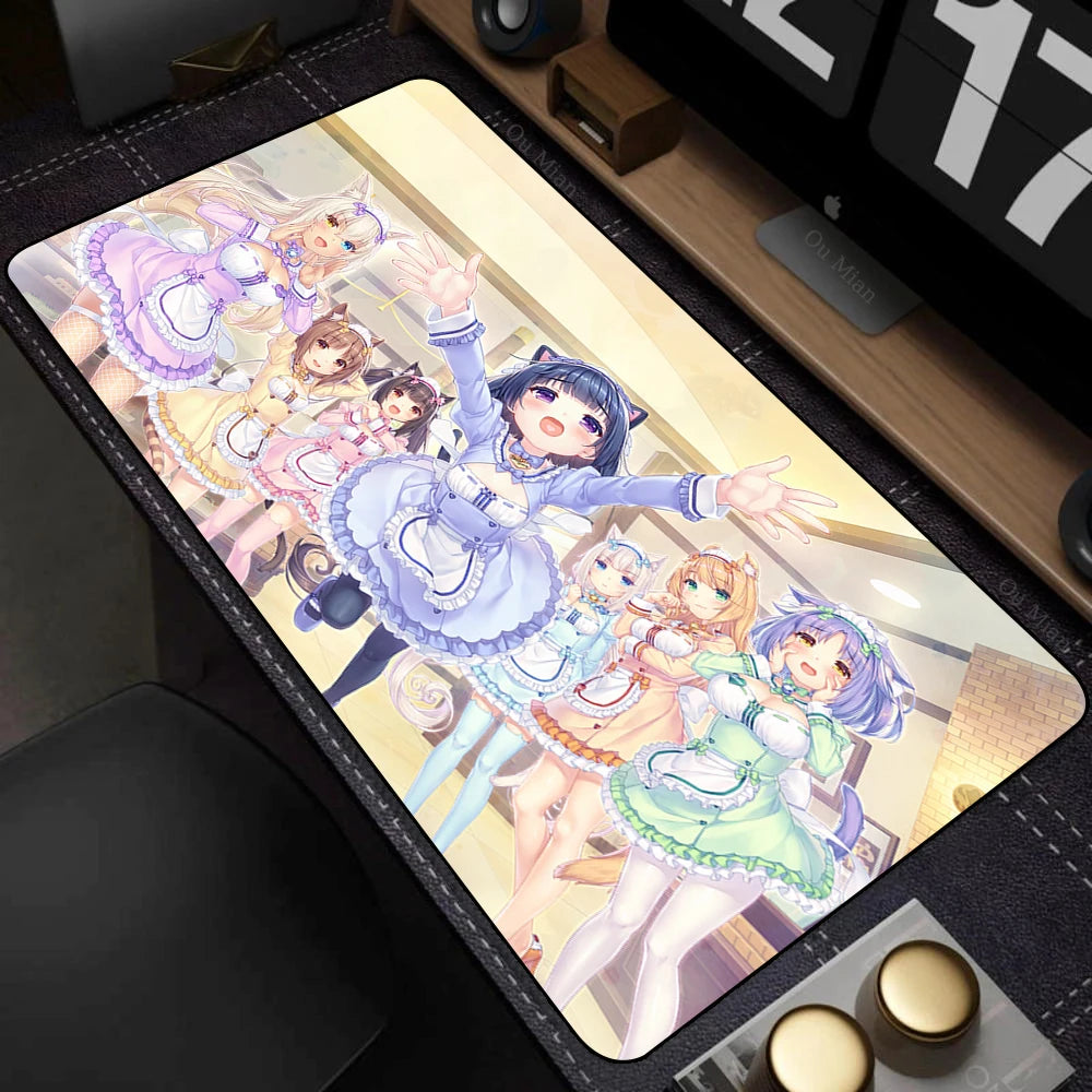 XXL Home HD Computer Desk Mats Mouse Pad Nekopara Mousepad Carpet Gamer Office Laptop Soft Mouse Mat Desktop Mouse Mats 90x40cm