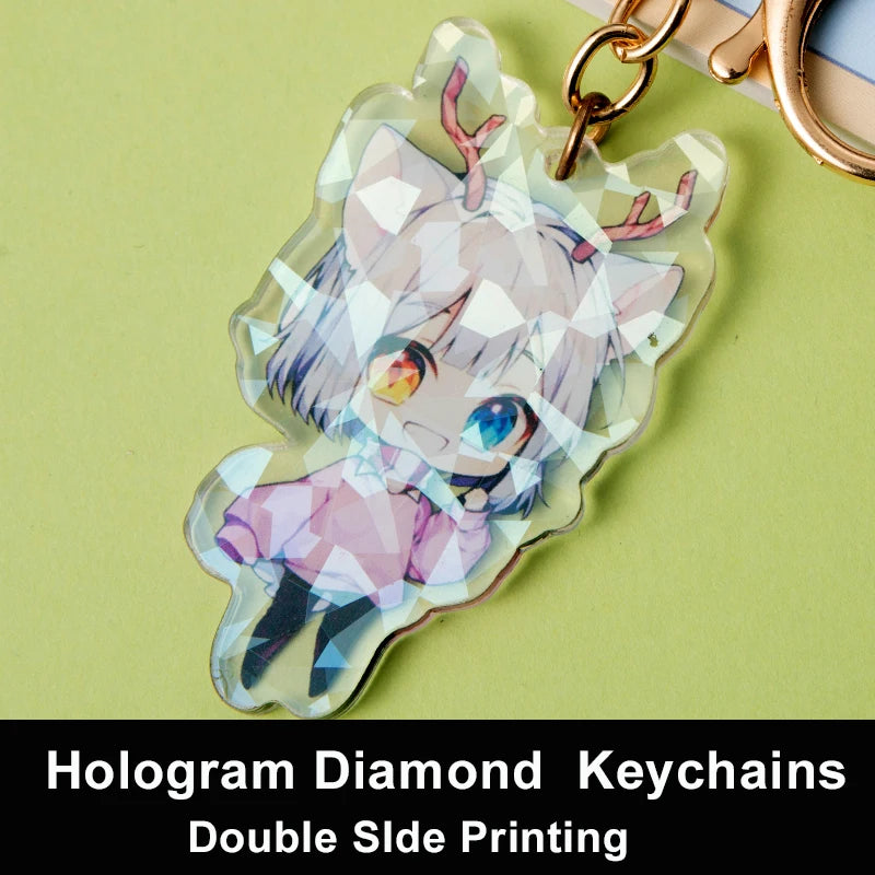 Custom Keychains Cartoon Llavero Photo Customized Anime Transparent Charm Hologram Clear Acrylic Personalized Key Rings for Gift