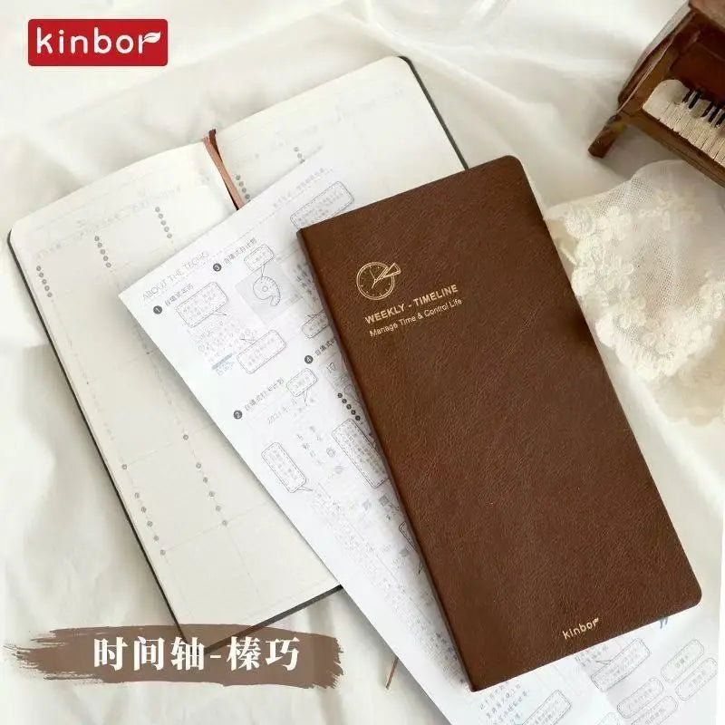 Kinbor Timeline Weekly Planner Pocket A6 Journal Notebook Daily Agenda Monthly Planning Habits Tracker Time Organizer Schedule