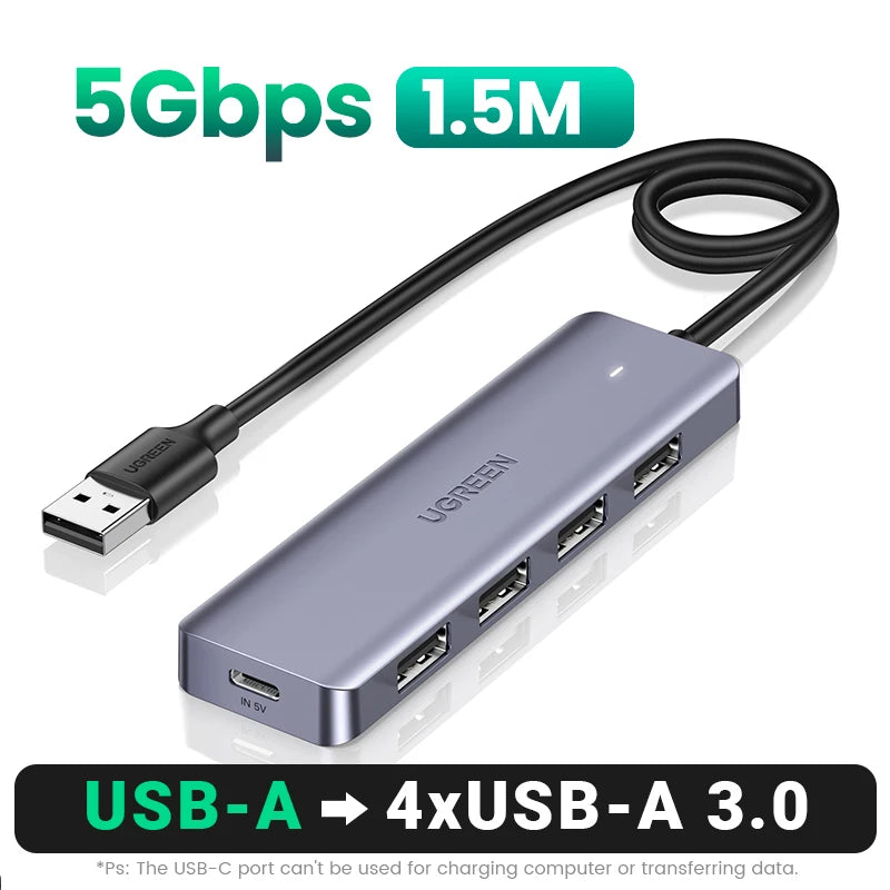 Hub USB‑C 4 porte USB 3.0 – Espansione veloce per MacBook, iPad e Android