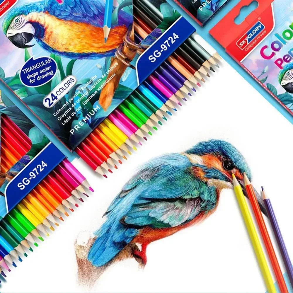 Set di Matite Colorate HB 12‑48 colori con Portapennare Triangolare – Art…