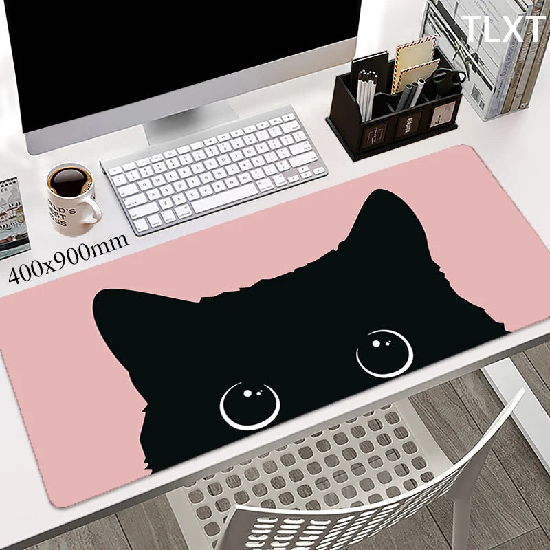 Tappetino da scrivania XXL con stampa gatto kawaii – 100x50 cm