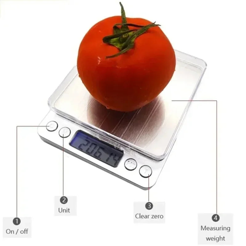 Bilancia digitale da cucina con display LED, conteggio, 3 kg, ricarica a…