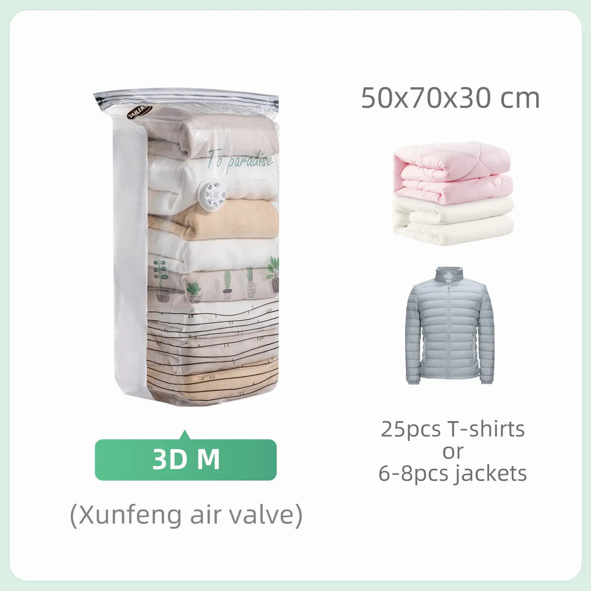 Borsa Vacuo Grande per Abbigliamento, Coperte e Plaid – Compressione Rapida
