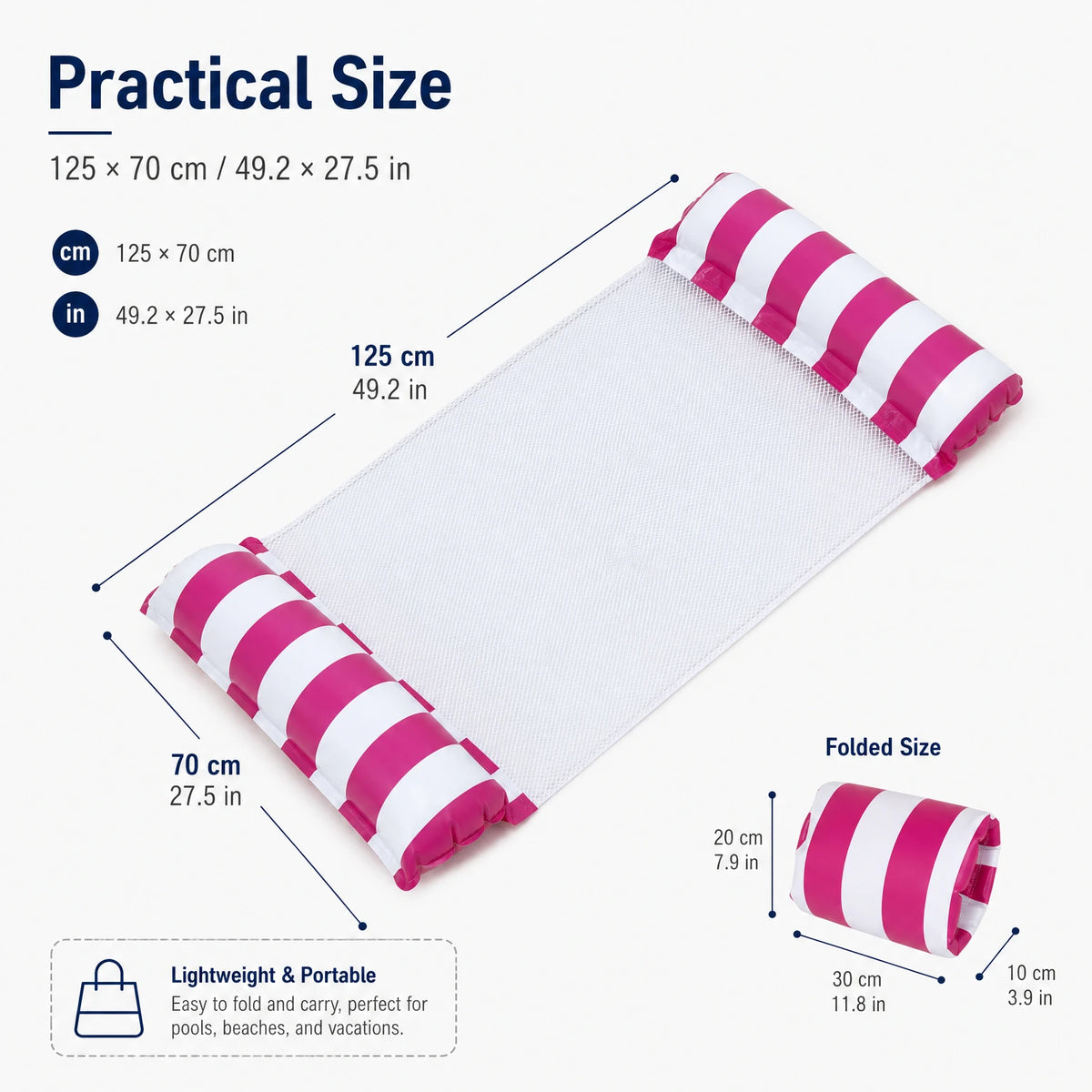 Double Tube Inflatable Float Mat Thickened PVC Stable Pool Float Anti-tilt Air Mattress for Beach Swimming Pool Summer Water