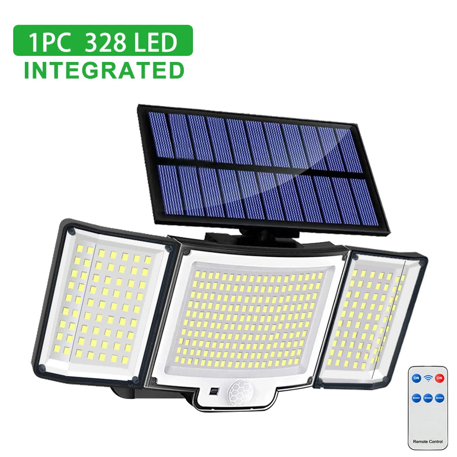 Lampada Solare da Esterno con Sensore Movimento, 3 Teste LED, IP65