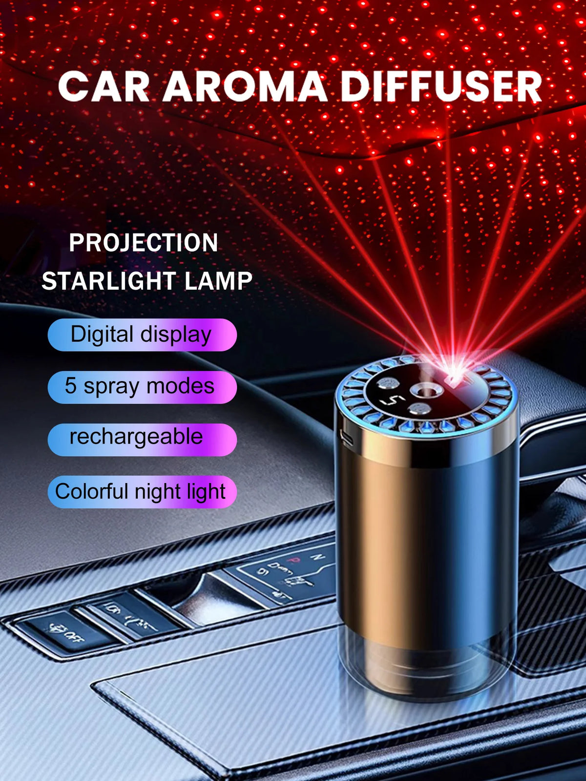 Lampada romantica a luce multicolore ricaricabile con diffusore aromatico per…