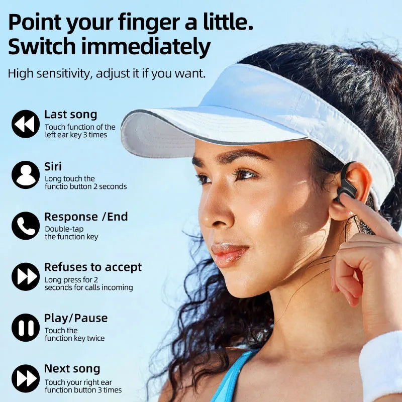 Auricolari sportivi wireless con gancio auricolare, Bluetooth 5.3, impermeabili