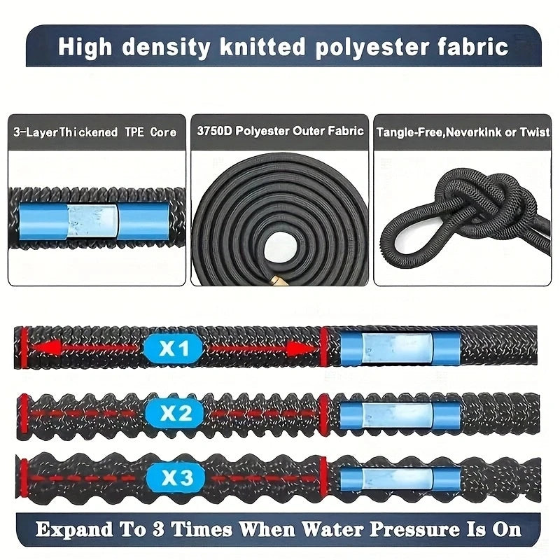 Tubo da Giardino Espandibile 3/4" - Flessibile, Anti UV, 25‑100 piedi