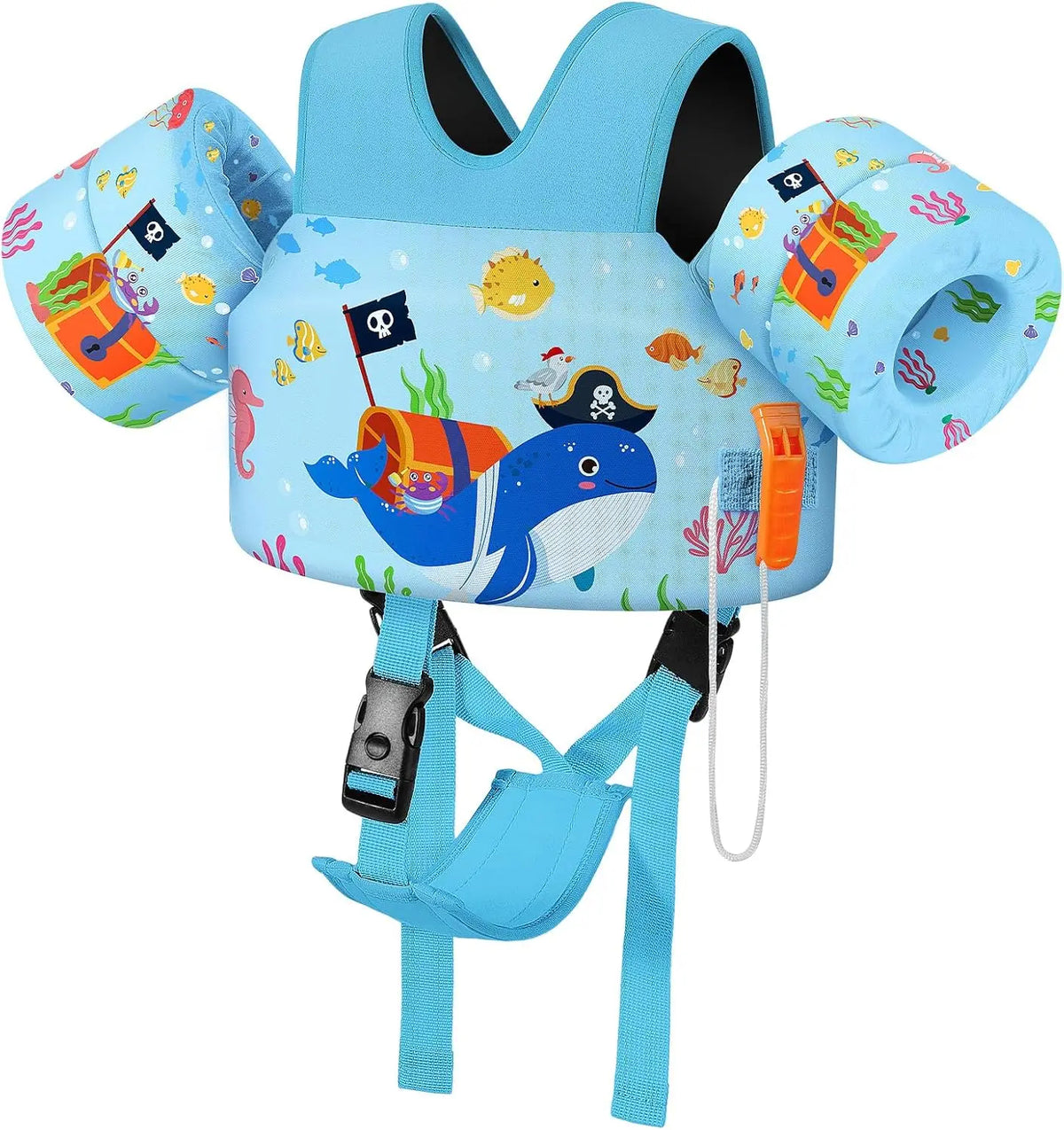Gilet de sauvetage pour enfants 15-30 lb avec brassards cartoon et sangle…
