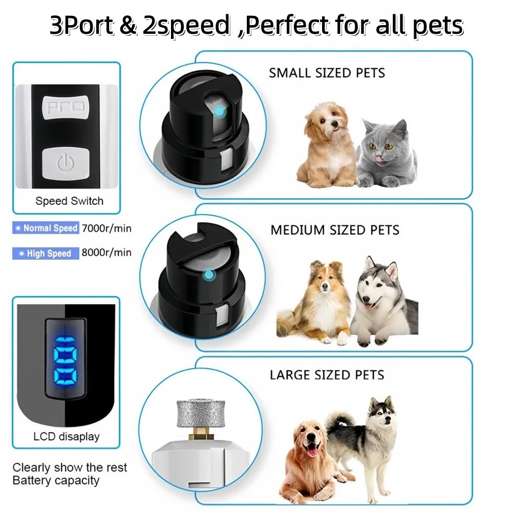 Tagliaunghie elettrico ricaricabile per cani e gatti con luce LED