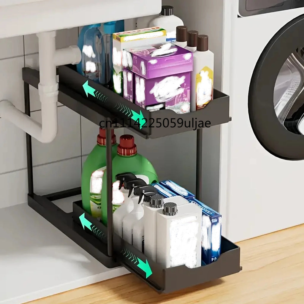Scaffale estraibile a doppio strato per cucina – organizer multiuso per lavello