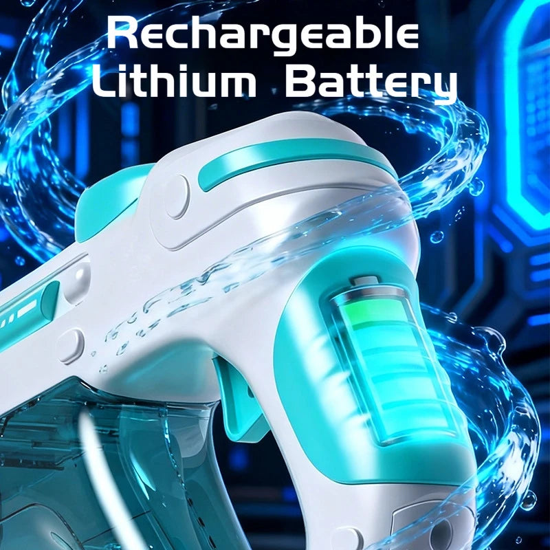 Summer Outdoor Electric Pulse Water Gun with Colorful Lights High Pressure Automatic Continuous Shot for Interaction Play Water