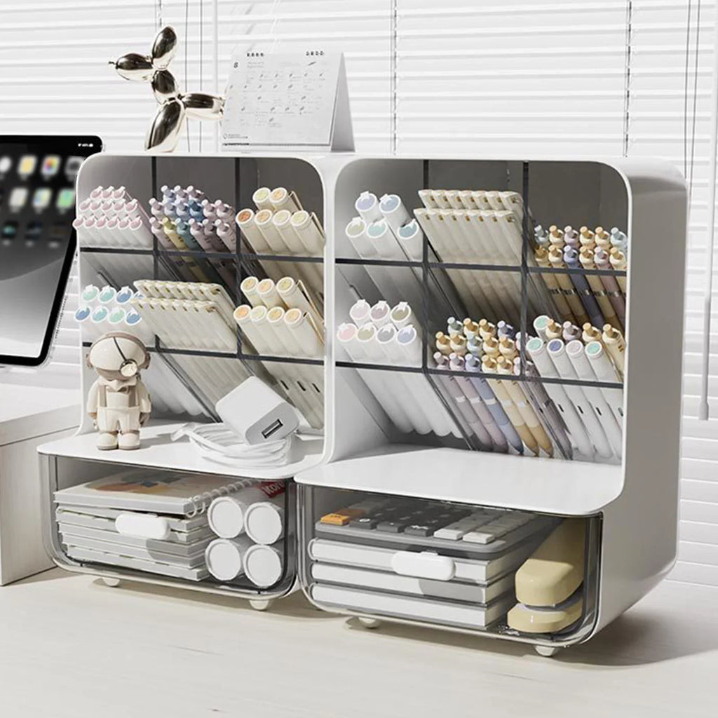 Clear Desk Organizer Pen Holder Multi-layer Pencil Storage Box Office Stationery Supplies Organizer Home School Desk Accessories