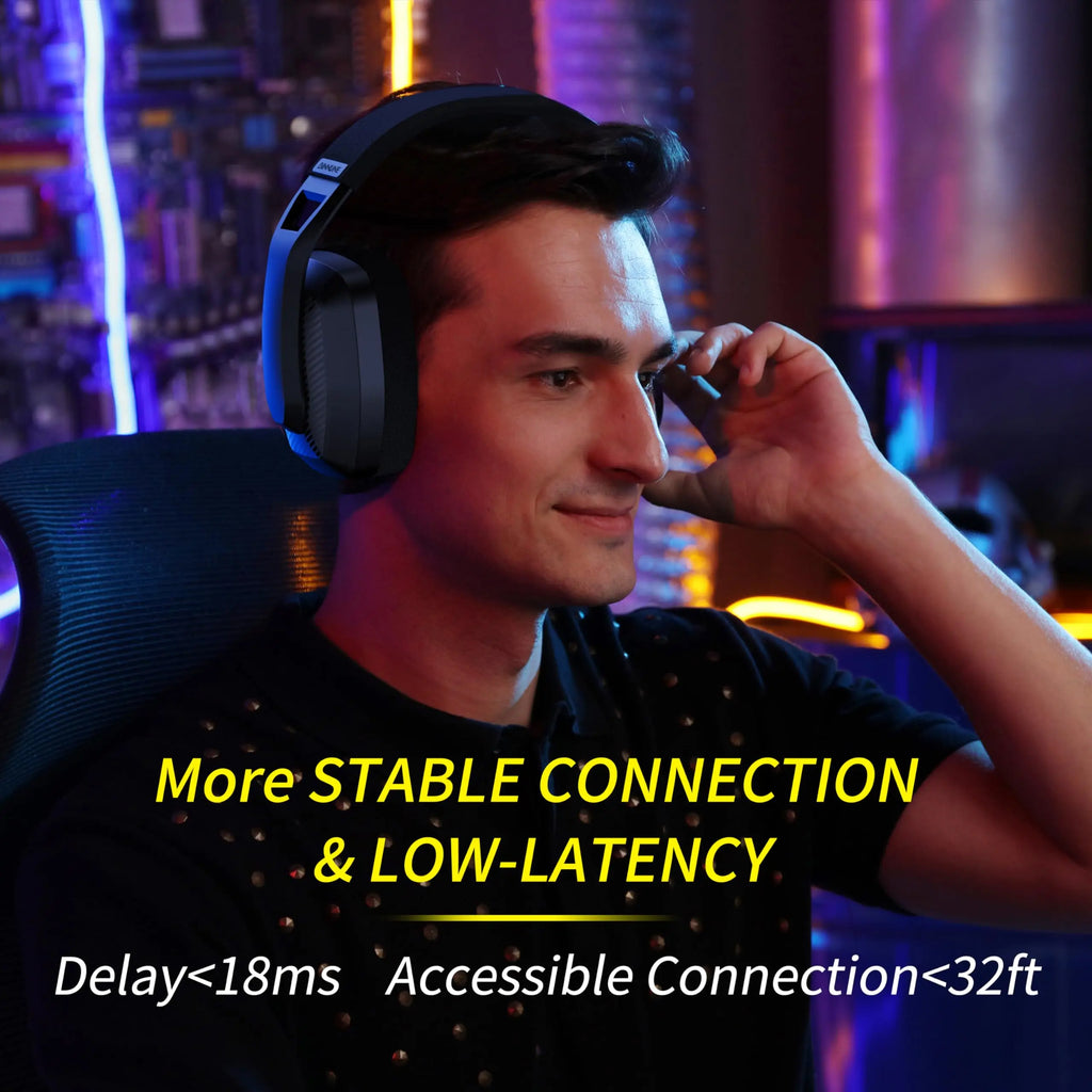 Cuffie Gaming Wireless 2.4 GHz e Bluetooth con Microfono, 50 mm, 48 h Autonomia