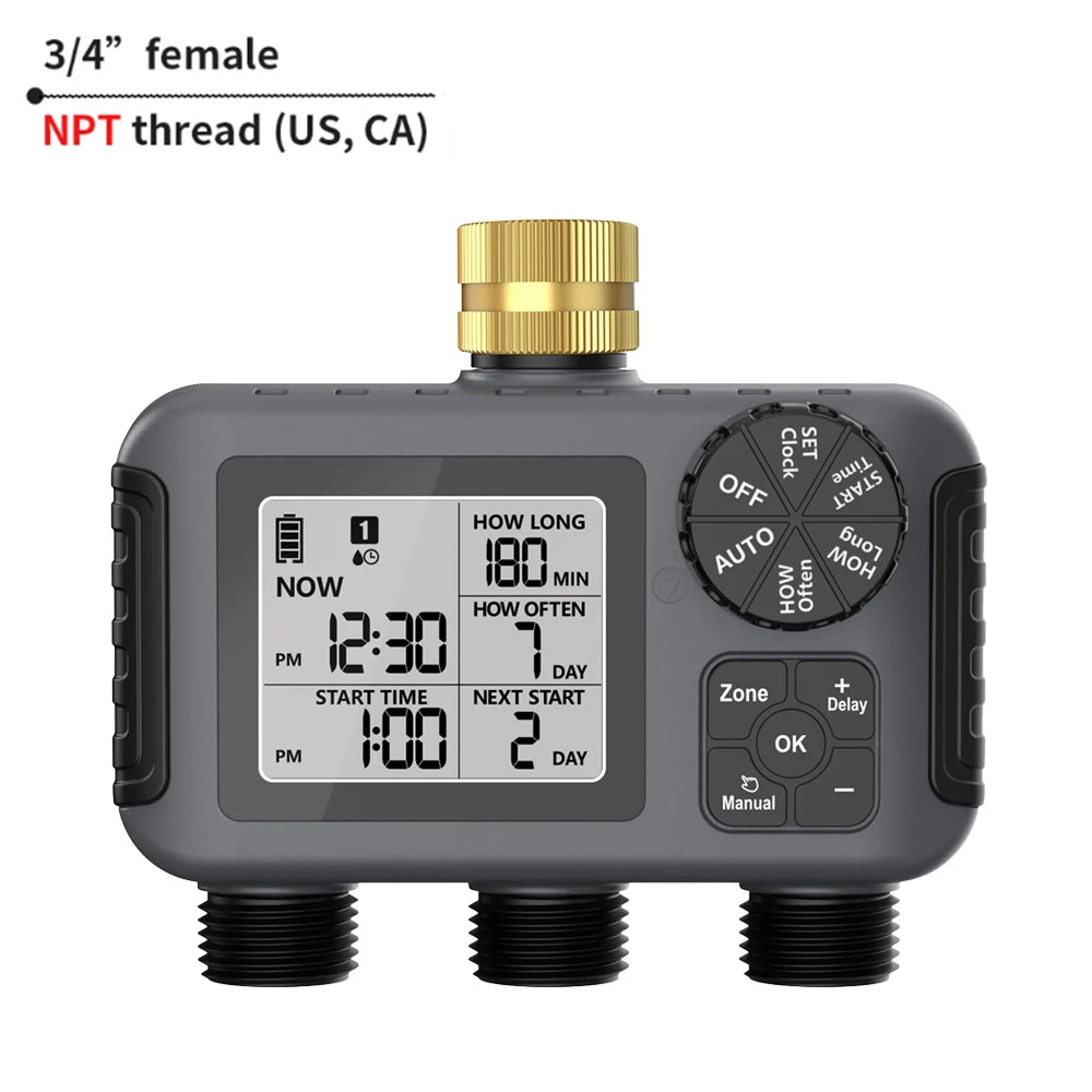 Timer programmabile per irrigazione giardino 1-3 zone con ritardo pioggia