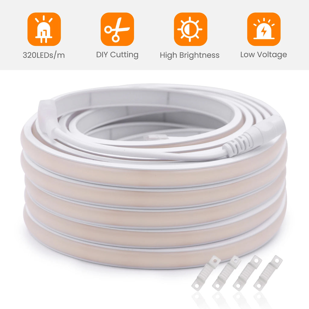 Striscia LED Neon COB Flessibile Impermeabile 12V 24V Alta Luminosità