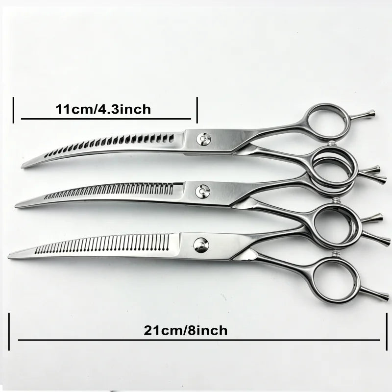 Wingsbro 8 Inch Dog Curved Drooming Scissors, New Style Pet Curved Thinning Scissors Curved Shark Scissors For Dog Hair Trimming