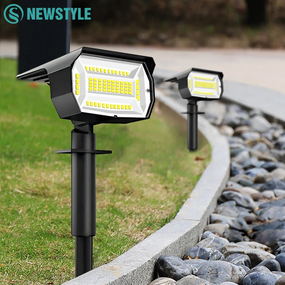 Spotlight solare LED 72 LED IP65, 3 modalità luce, installazione semplice