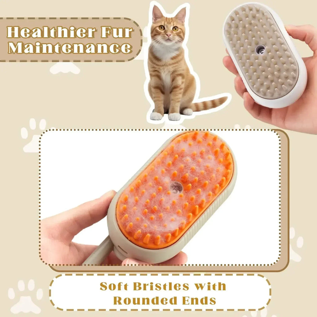Spazzola vaporizzata 3 in 1 per cani e gatti – massaggio, spray e rimozione peli