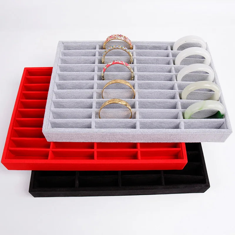 Velvet Jewelry Display Tray Case Stackable Exquisite Jewellery Holder Portable Ring Earrings Necklace Organizer Box Hot Sales
