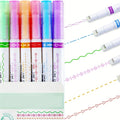6Pcs/set Kawaii Flowers Line Shaped Highlighter Pens Roller Tip Curve Liner Marker for Writing Journaling Drawing Stationery