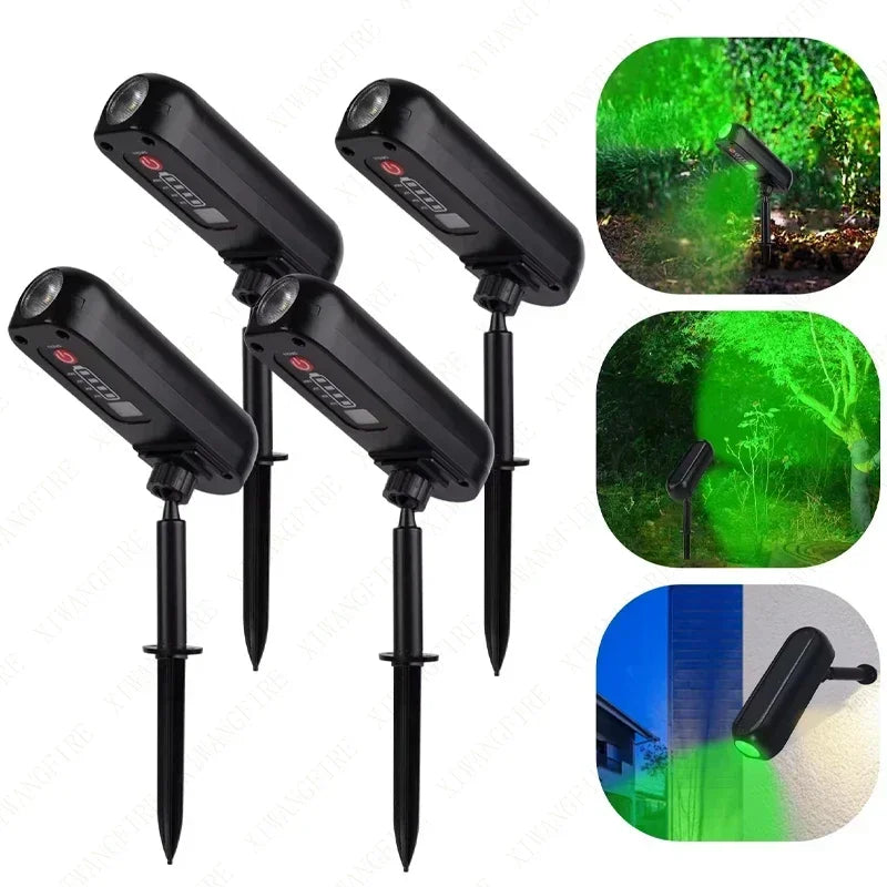 Spotlight solare 2‑in‑1 LED verde/calda IP65 per giardino e parete