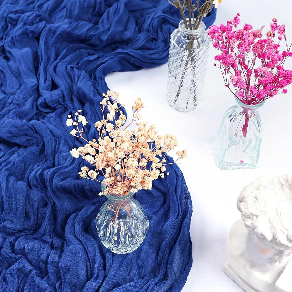 Royal Blue Cheesecloth Table Runner Boho Gauze Rustic Sheer Cheese Cloth Table Runner Wedding Party Birthday Baby Shower Decor