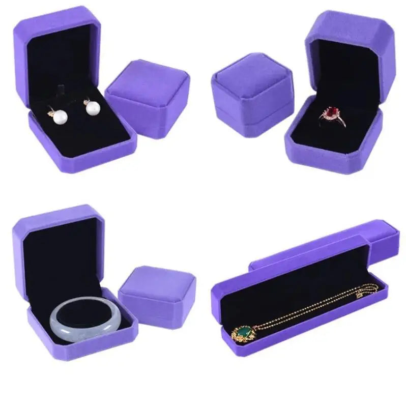 Velvet Octagon Jewelry Box Ring Necklace Earring Packaging Organizer Bulk Gift Box Ear Studs Jewelry Storage Case High Quality
