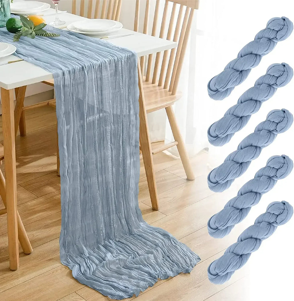 Runner da tavola in voile a rete Boho rosa e blu per matrimoni e feste